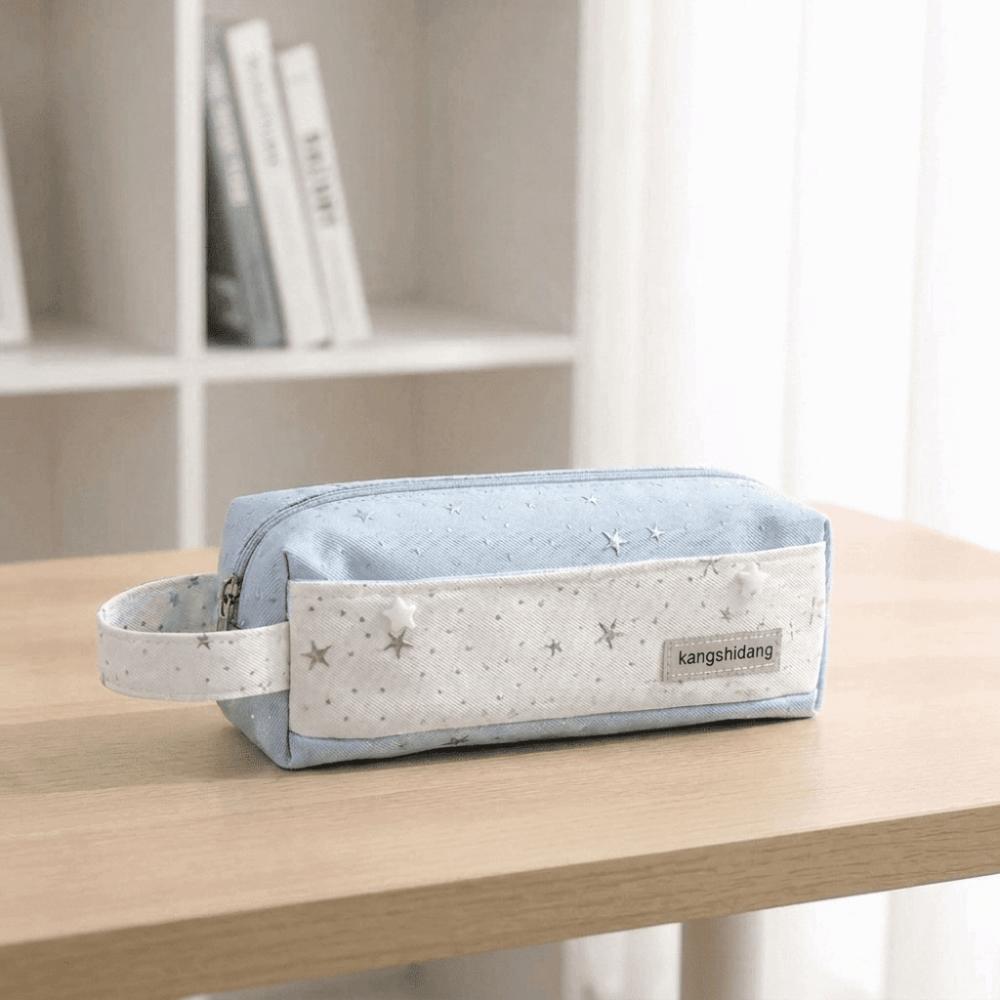 Large Capacity Stationery Storage Bag Canvas Pen Purse Cute Polka Dot Pencil Bag Daily Use