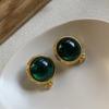 Серьги-гвоздики из темно-зеленой смолы, легкие, роскошные, простые, ретро, универсальные, высококачественные, клипсы для ушей