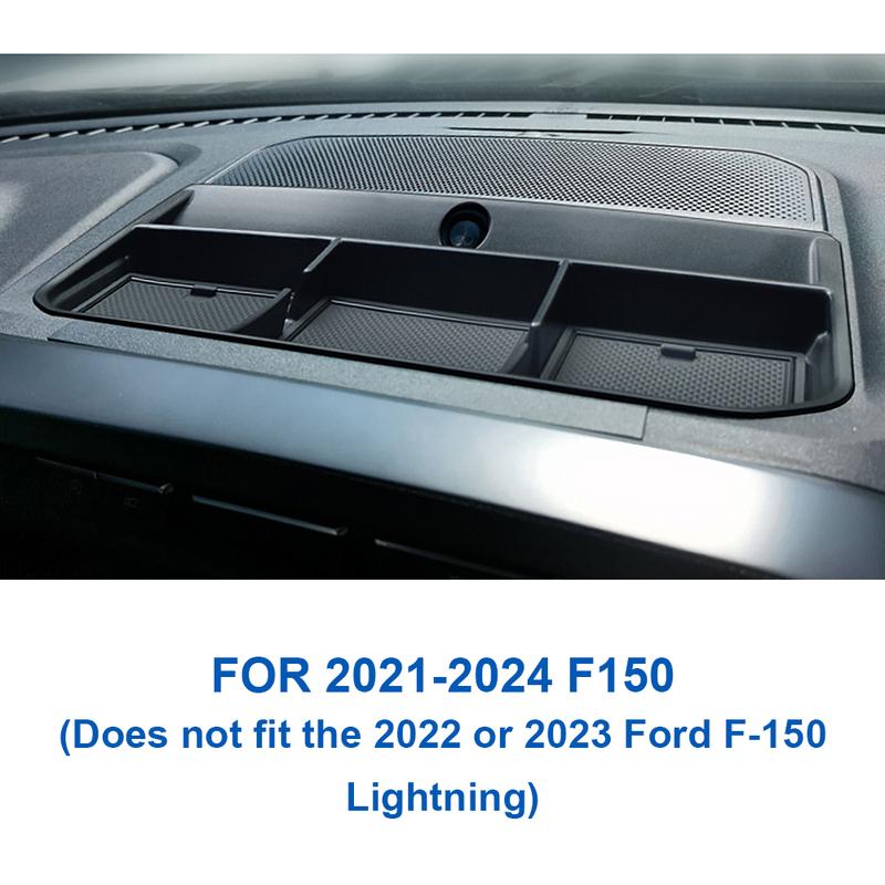 For Ford F150 2024 Dashboard Organizer Tray Armrest Storage Box With Pad Rubber Compatible F150 Accessories