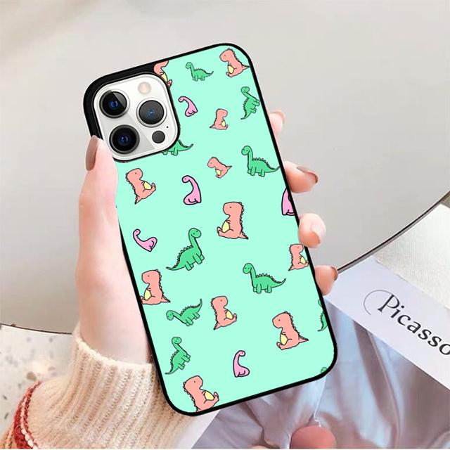Cute Dino Dinosaur Phone Case for iPhone 17 Air 16 16e 15 Plus for Apple 13 11 12 14 Pro Max Cover coque fundas Shell