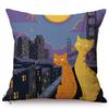 Cartoon Cat Modern Abstract Art Home Decoration Sofa Pillow Case Cute Animal Poster Cotton Linen Living Room Chair Cushion Cover