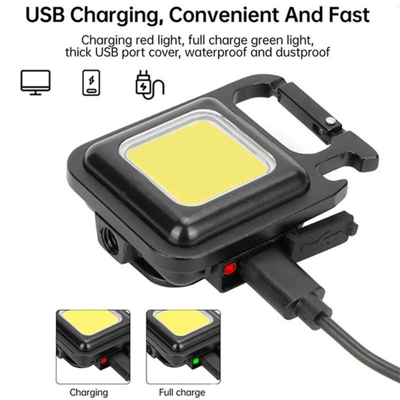 Светодиодный рабочий свет USB перезаряжаемый мини-фонарик портативный яркий брелок карманный фонарь с зажимом на открытом воздухе пеший туризм рыбалка кемпинг