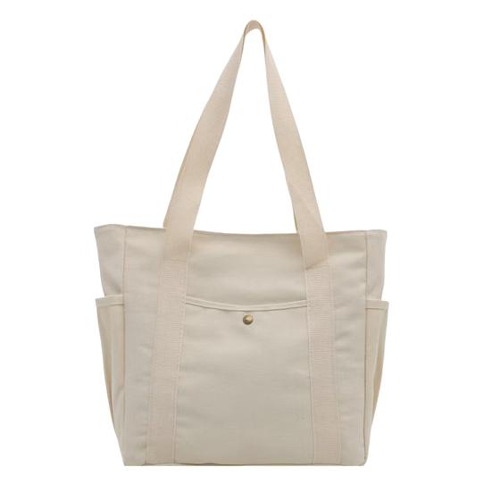 Yousheng Women Canvas Shoulder Bag Heavy Duty Work Tote with Side Pockets Zip Closure Handbag for Travel Shopping Commuting Gym