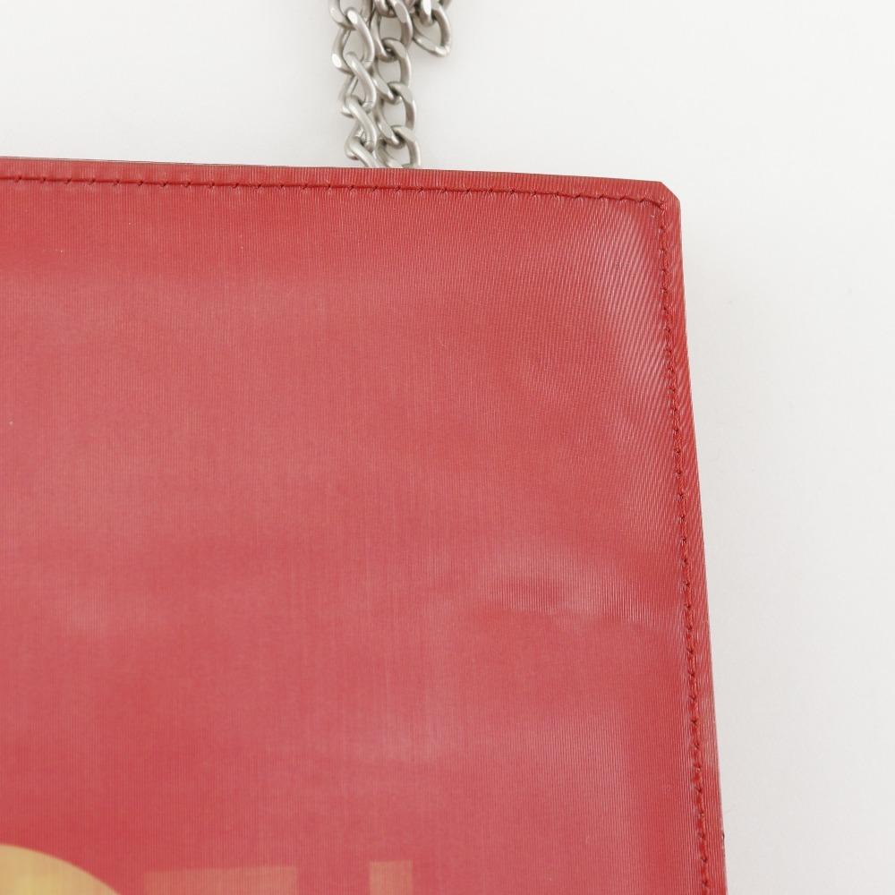 CHANEL Hologram Chain Shoulder Shoulder Bag COCO Mark Red Plastics Women Used