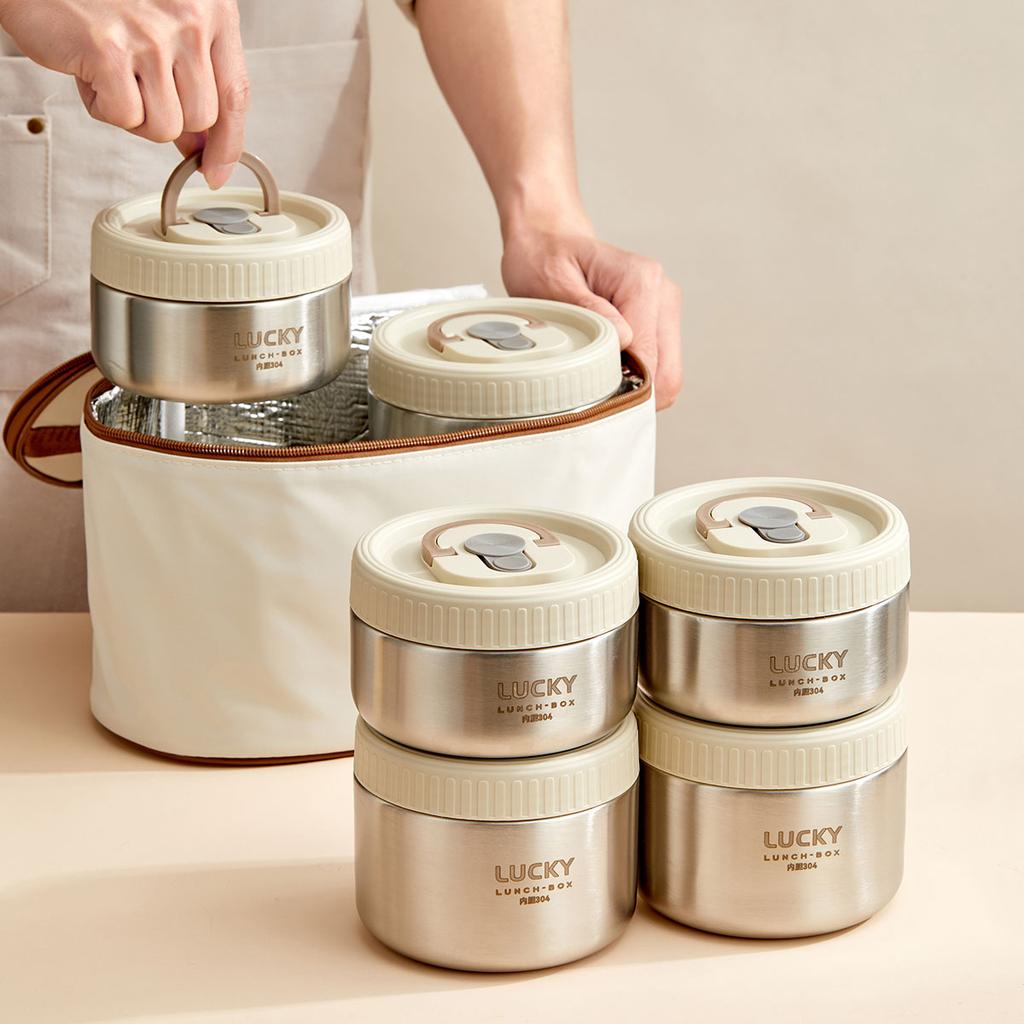 Вакуумный термо-ланч-бокс из нержавеющей стали 304 с ручкой, портативный, герметичный, с изоляцией, бенто-бокс для студентов и взрослых