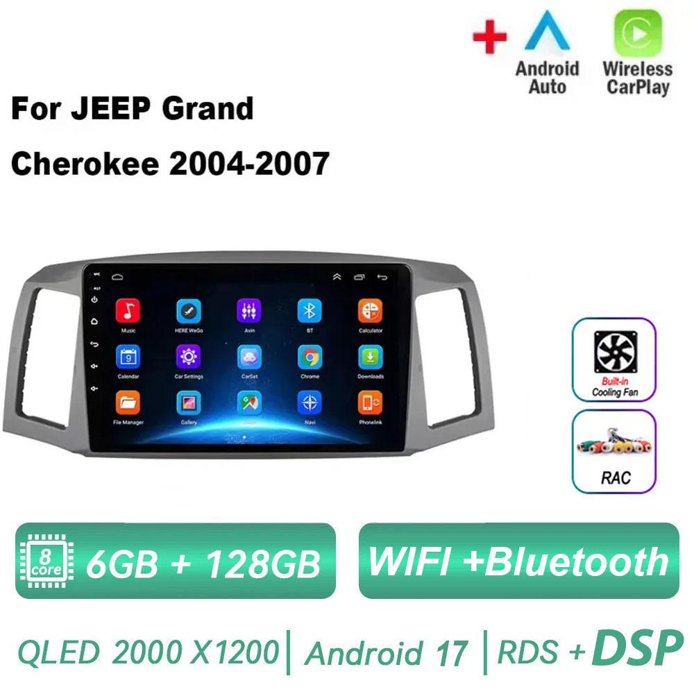 Android 17 pour JEEP Grand Cherokee WK 2004 2005 2006 2007 Carplay Auto Multimédia Autoradio Navigation Lecteur Vidéo WIFI 4G DSP