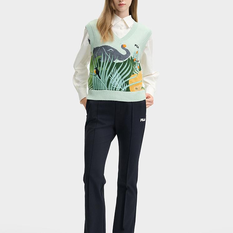Fila X Руссо Серия Наследие Модный Повседневный Свободный Вышитый Свитер Женский свитер Зеленый F11W448403F-ZA