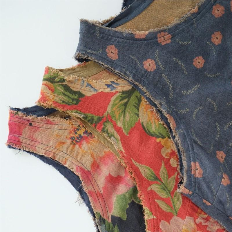 Johnature Женская винтажная майка с нерегулярным принтом и цветочным принтом, с круглым вырезом, без рукавов, двойная хлопковая мягкая одежда, летняя женская майка на бретелях