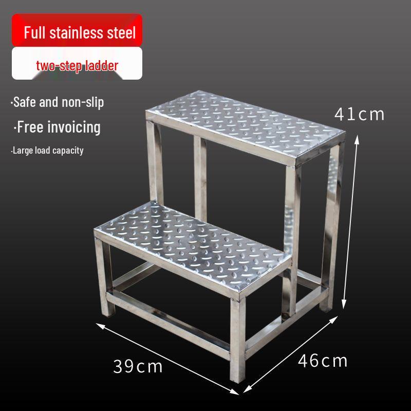Stainless Steel 4-Step Height-Adjustable Ladder Footstool for Household & Hospital Use