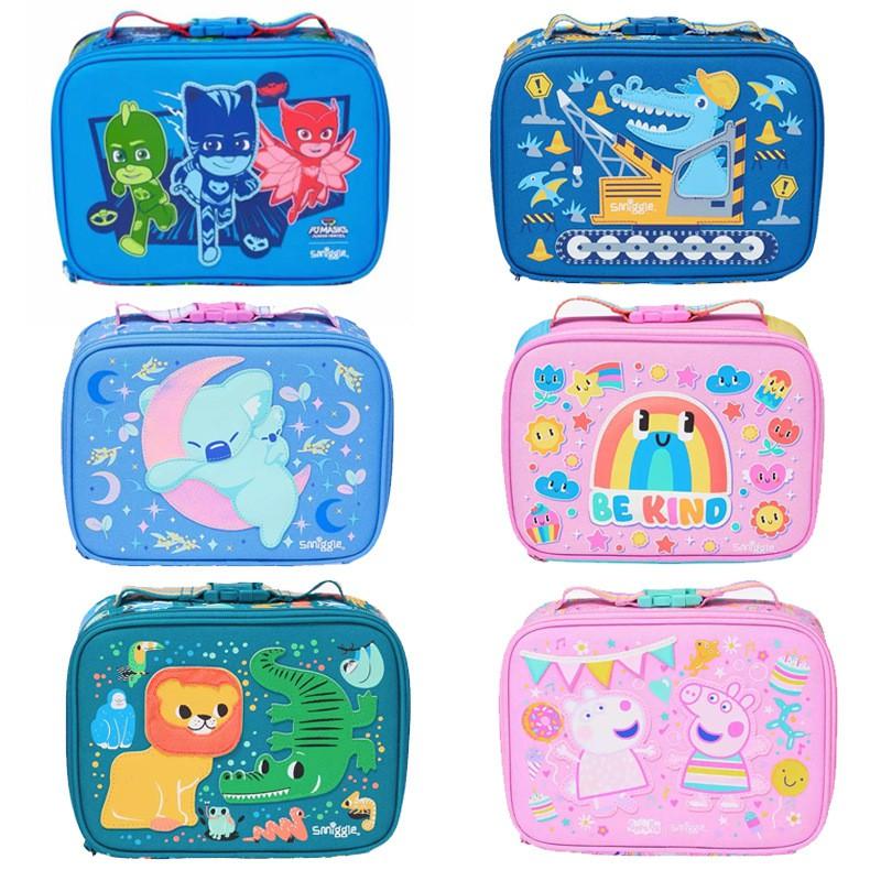 Smiggle Kids Double-Layer Insulated Lunch Bag With Handle - Waterproof Canvas School Meal Carrier Elementary Students