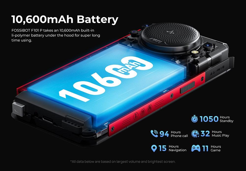 FOSSiBOT Защищенный смартфон F101P, 4 ГБ + 64 ГБ, тройная камера с искусственным интеллектом, динамик 123 дБ, восьмиядерный процессор MediaTek Helio P22, Android 13.0