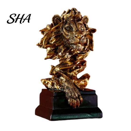 Modern Decorative Art Resin Animal Head Bust Sculpture, Sandstone Textured Statue, Minimalist European Desktop Decor, Fade-Resistant Secure