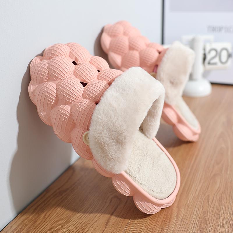 Модные зимние тапочки унисекс для женщин, домашние тапочки, мужские тапочки с пузырьками, массажные личи, дизайнерские теплые флисовые мужские сабо