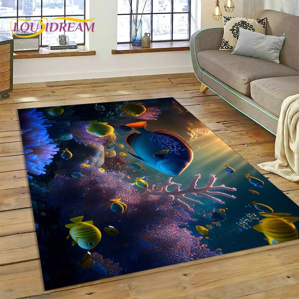 3D подводный мир, морское дно, Дельфин, мультяшный ковер, ковер для гостиной, спальни, домашний декор, нескользящее украшение для дивана, подарок ребенку
