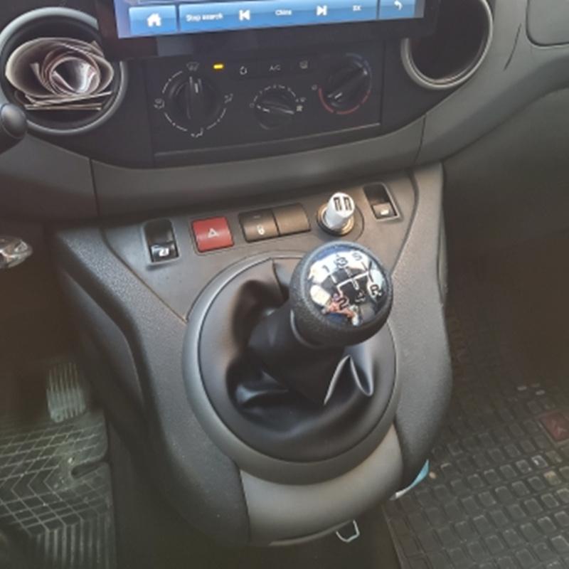 5‑Speed Gear Shift Knob with Leather Gaiter Boot Cover For Citroen Berlingo III MK3 Peugeot Partner 2008‑2012 Car Interior Accessory