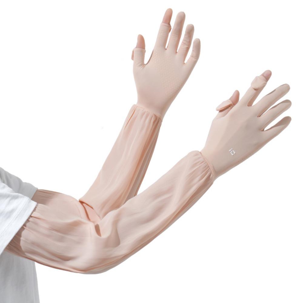 Flip-finger Ice Silk Sleeves Gloves Anti-UV Cycling Gloves Breathable Sunscreen Sleeve Outdoor