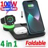 Подставка для быстрого беспроводного зарядного устройства 100 Вт, 8 лампочек, складная док-станция 4 в 1 для зарядки iPhone 14, 13, 12, 11Pro Max iWatch 8, 7 AirPods