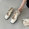 Spring New Square Heel Mary Jane Shoes Square Head Black Patent Leather Small Leather Shoes Loafers