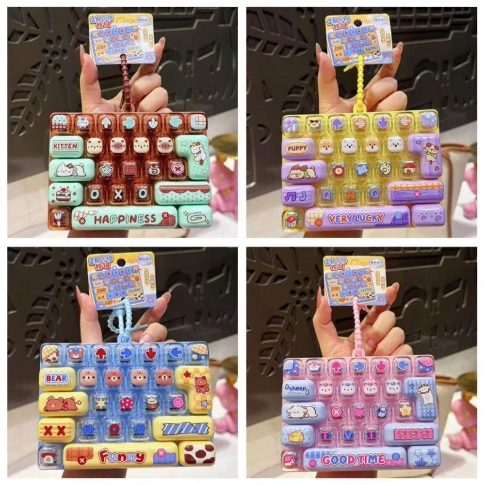 Transparent Dual-Tone Mini Keyboard Pendant 26-Key Keyboard Keychain Desktop Decoration