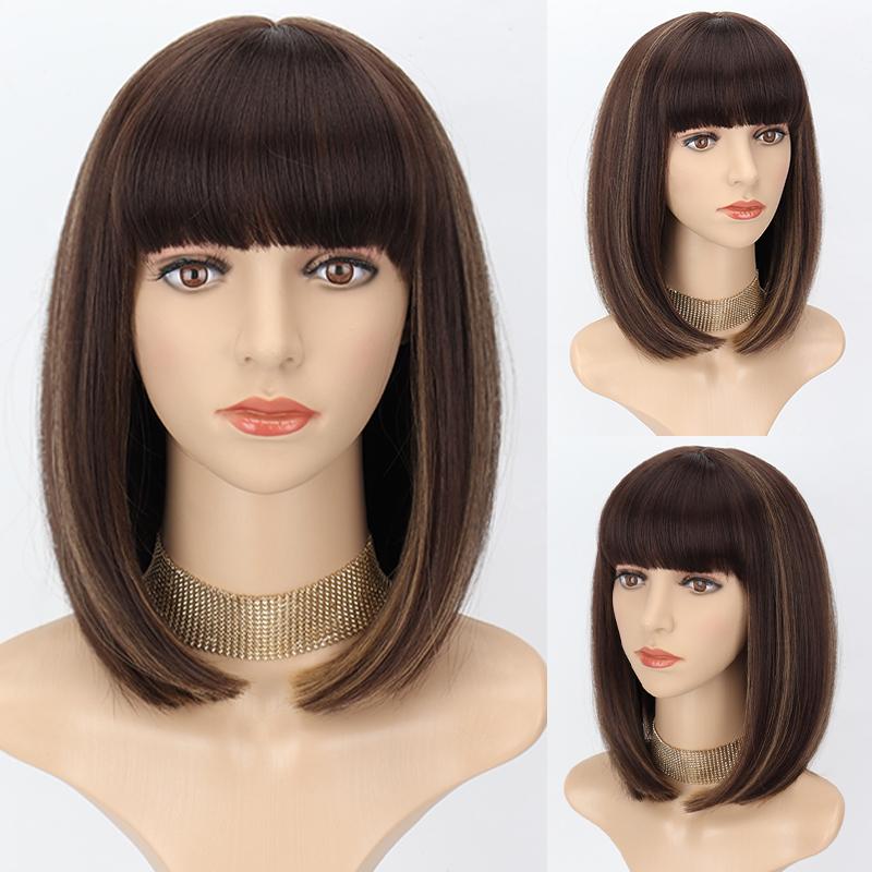 LISI HAIR Женский косплей розовый короткий боб прямой парик с челкой из синтетического волокна повседневная одежда косплей розовый парик длиной до плеч