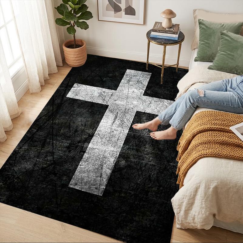 Cross Symbol Living Room Nonslip Area Rug Soft Carpet For Bedroom Game Playroom Sofa Office Home Decor Doormat Christmas Gift C930990