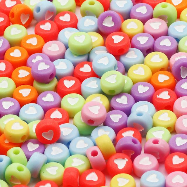 100Pcs Acrylic Flat Letter Beads Alphabet Round Smile Spacer Loose Bead For Diy Jewelry Bracelet Charm Supplies