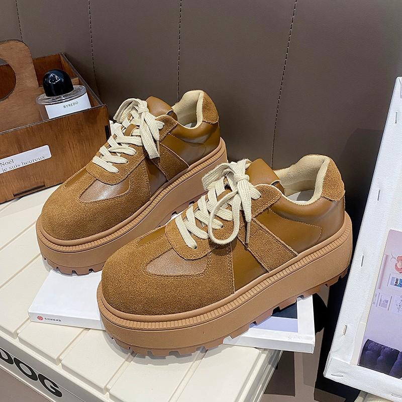 Мокасины на шнуровке в стиле ретро на платформе осень 2024 женские повседневные туфли с круглым носком спортивные туфли для маленьких досок