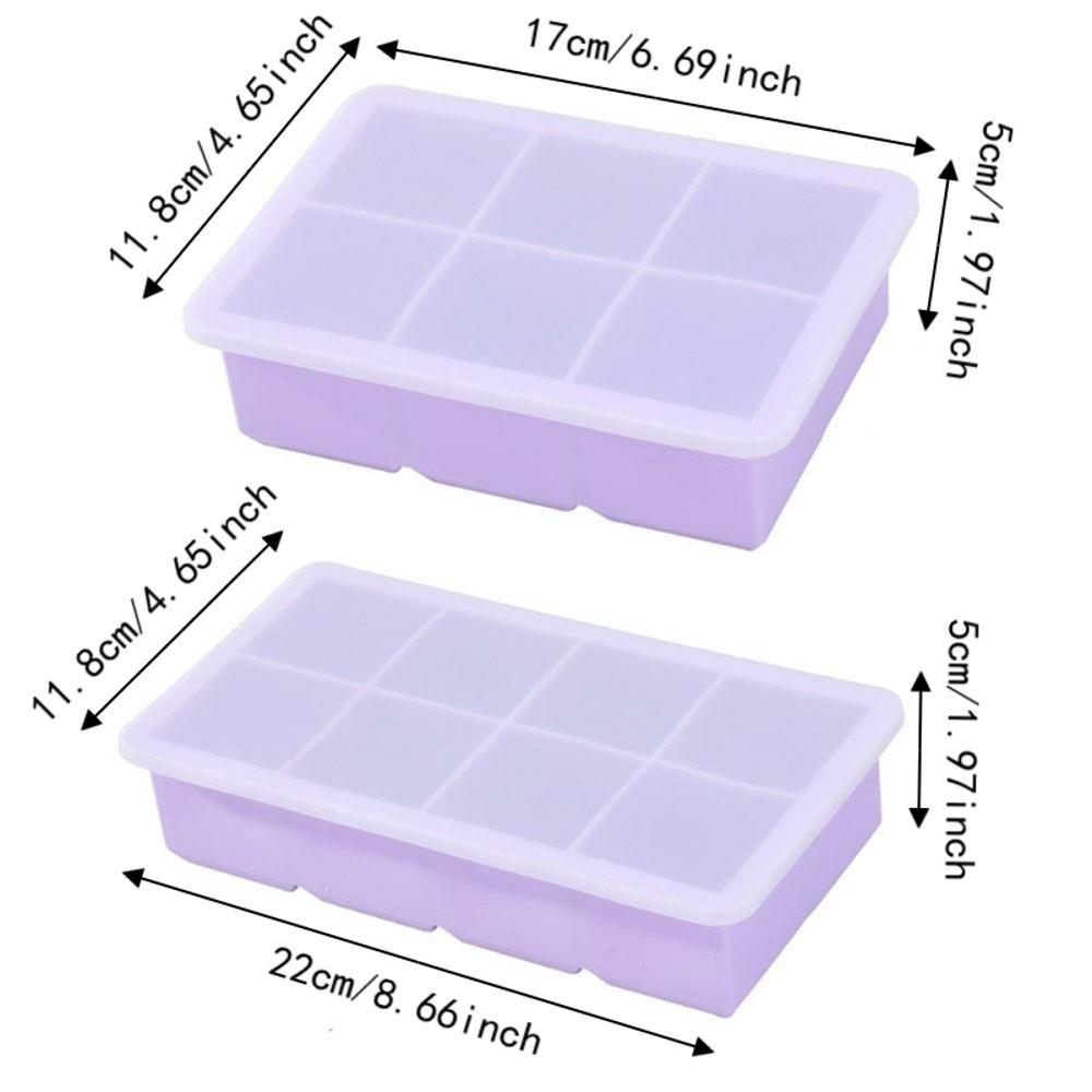 6/8 Grids Ice Cube Maker Silicone Square Ice Mold Large Ice Cube Tray Bar Accessories