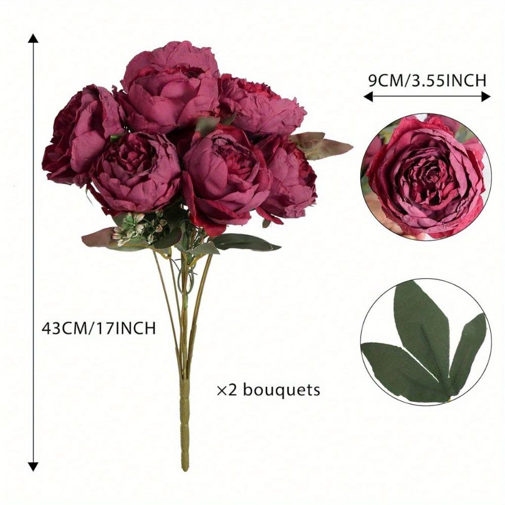 3 Bundles Silk PeoniesVintage Peonies Artificial Flowers Bouquets Fake Peonies Faux Peonies with Stems for Wedding Table Home Decor Bride