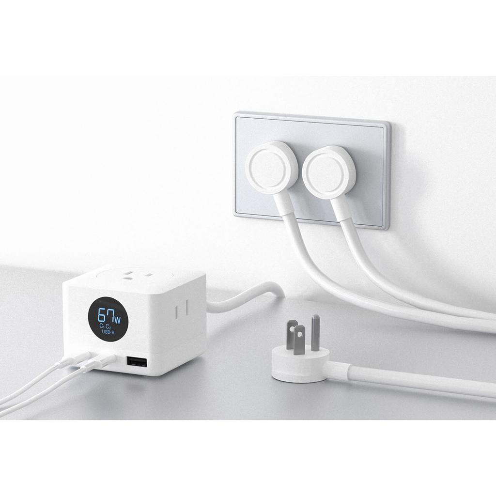 67W 6-в-1 Удлинитель с 2 * + 1 * портом быстрой зарядки USB-A и 3* выходными разъемами AC типа US С сертификатами TUV US, FCC, VI