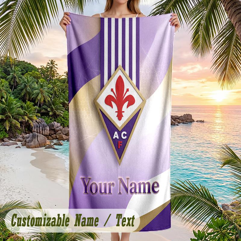 Beach Towel Fiorentina FC Print Custom Name Text Soft Towel for Swimming Pool