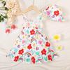 Hibobi Платье из 2 предметов для маленьких девочек с цветочным принтом на бретелях и шляпа в тон