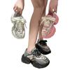 Fashion Designer Brand Luxury Rhinestone Dad Shoes Breathable Thick Sole Elevated New Women's Sports Shoes Casual Versatile Mesh Lacing