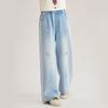 Girls' Star Rhinestone Wide-Leg Soft Denim Pants