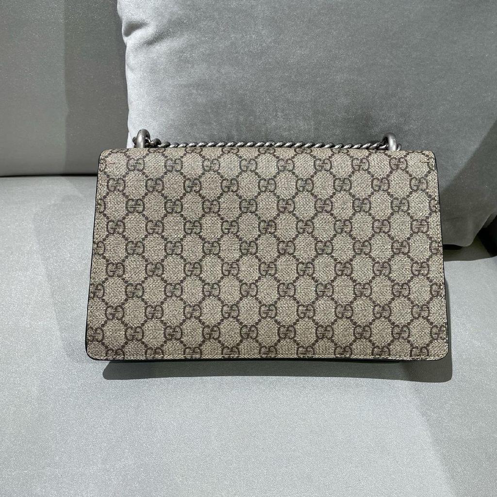 [Pre-Owned] Dionysus Tiger Head Buckle Logo Chain Canvas Leather Shoulder Crossbody Bag - Very Good #1SJUJJ1