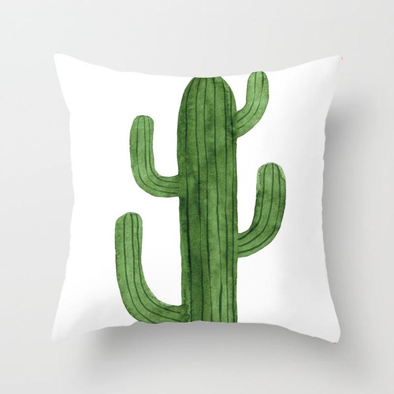 Home Supplies Cute Pastoral Cactus Print Pillow Cover Sofa Cushion Cover