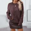 Sweater Autumn and Winter Solid Color Pullover Cable Round Neck Thick Thread Sweater for Women