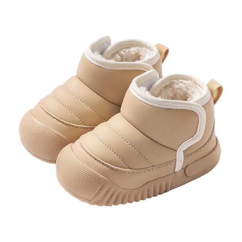 Теплые бархатные зимние ботинки для девочек, утепленные уличные ботинки для мальчиков на мягкой нескользящей подошве из хлопка для малышей на осень и зиму