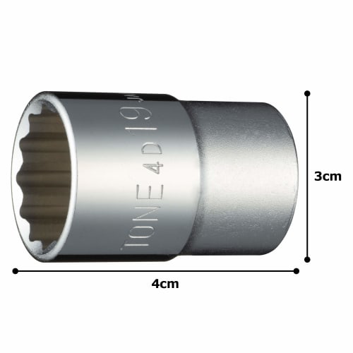 TONE Socket (12 Squares) HP4D-19 Drive Angle 12.7mm (1/2") Width Across Flats 19mm