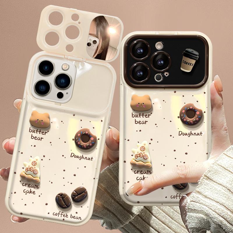 Cake Coffee Doll Pendant Suitable for Vivos17pro Mobile Phone Case Oppoa97 Flip Mirror Xiaomi 14/13