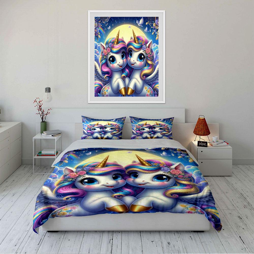 Rainbow Unicorn Bedding Set Bedding Duvet Cover Set Duvet Cover Pillowcases (1 * Duvet Cover 2 * Pillowcases, without duvet insert)