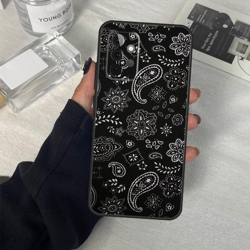 Черный Бандана Пейсли Чехол Для Samsung Galaxy A13 A23 A33 A53 A17 A06 A16 A56 A36 A54 A34 A14 A52 A32 A15 A35 A55