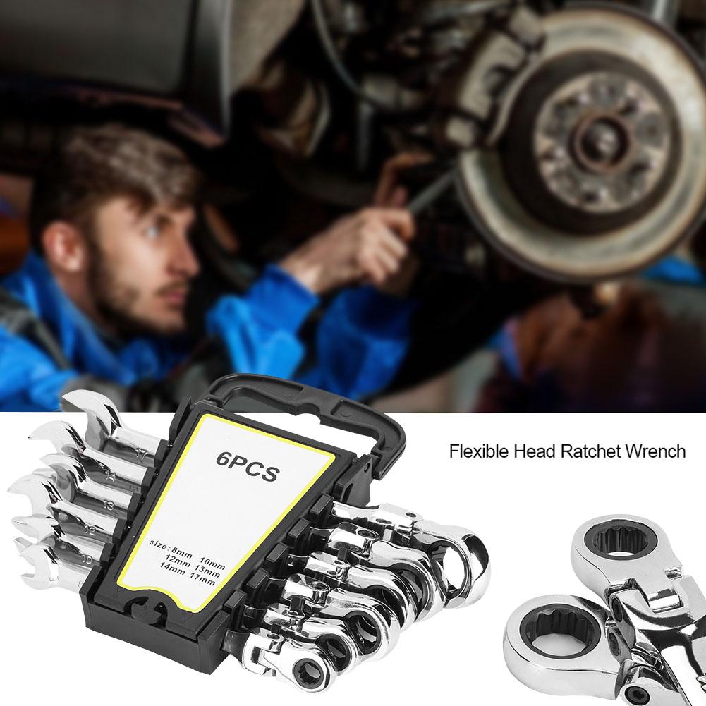 6 шт. гибкая головка многофункциональный гаечный ключ с трещоткой 8-17 мм набор инструментов для ремонта
