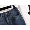 Dimanaf 2025 Plus Size Summer Denim Skirts Women Blue Fashion A-Line Skirt Belt Waist