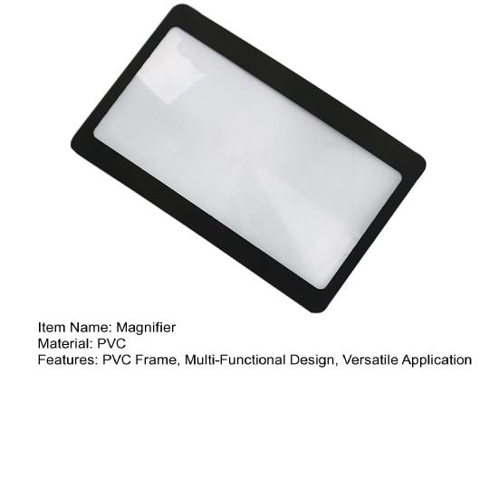 3X PVC Fresnel Lens Magnifier Pocket Credit Card Size PVC Frame Lightweight High Safety Square Lens Shape Magnifier