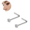 1Pc Exquisite Polishing Nose Ring Number Shaped Titanium Steel Cubic Zirconia