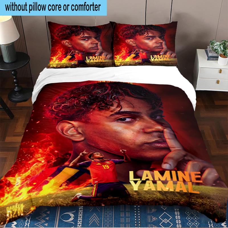 3PCS Football Spirit Ya-mal Bedding Set,Including 1pc Duvet Cover And 2pcs Pillowcases Perfect for Bedroom, Dormitory, Fan Christmas gift