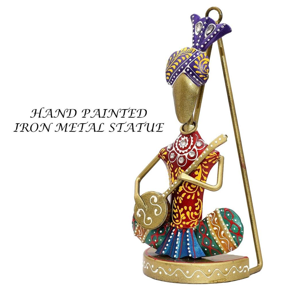Traditional Musicians (Set of 3) Tabletop/Wall Hanging Metal Wall Decor Statues for Living Room, Decorative Showpiece Items for Home