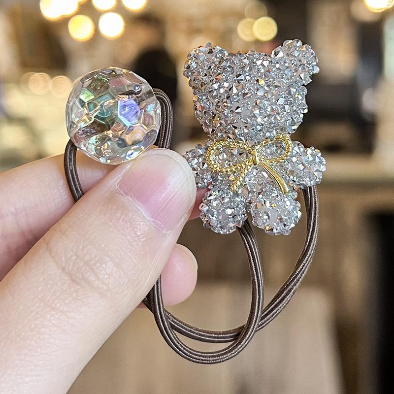 Set of 2 Adorable Cartoon Bear Hair Ties, Featuring High Elasticity That Won'T Damage Your Hair