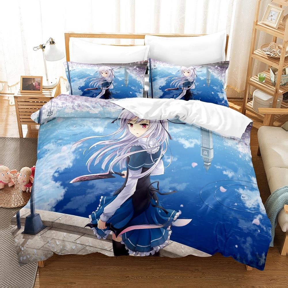 Kawaii Anime Absolute Duo Bedding Collection Duvet Cover Comforter Bed Collection Quilt Cover Pillowcase King Queen Twin Size Boys Girl Adult